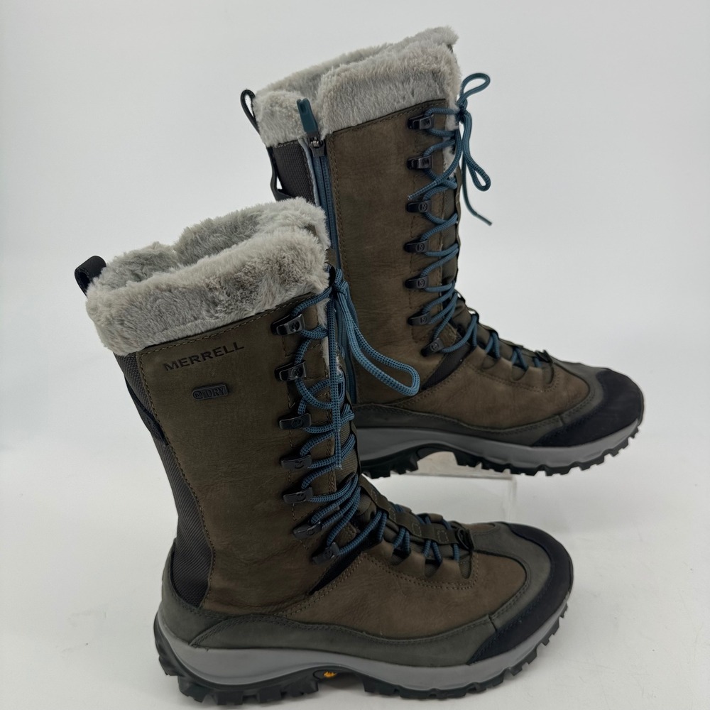 Merrell Aurora Tall Ice Plus Waterproof Winter Boots Espresso Brown Womens 9.5